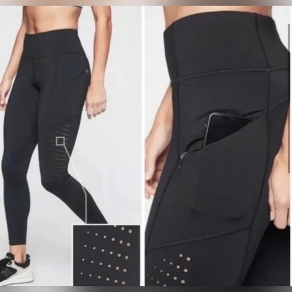 Athleta Contender Tight Perforated Leg Black Yoga Athleisure Black 26" Inseam - Picture 1 of 16